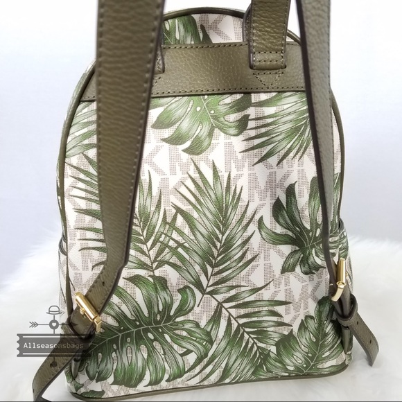 Michael Kors Mk Palm Leaf Medium Backpack Green - Picture 5 of 8